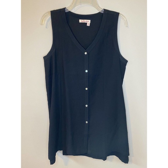 Fresh Produce Women's Size MEDIUM Button Up Sleeveless Blouse "Nikki" Black‎ - Picture 1 of 6
